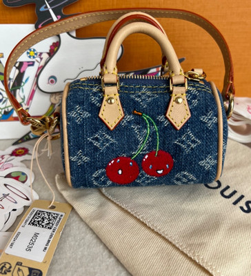 Louis Vuitton x Murakami MICRO SPEEDY CHERRY DENIM Cerise Bag