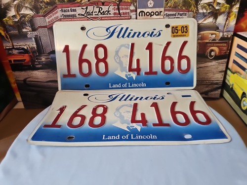 Vintage Illinois 2003 License Plate Set Man Cave Collector Wall Decor - Picture 2 of 7