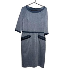 Long Tall Sally LTS Women's Gray Knit Dress Size M Zipper Pockets 3/4 Sleeve