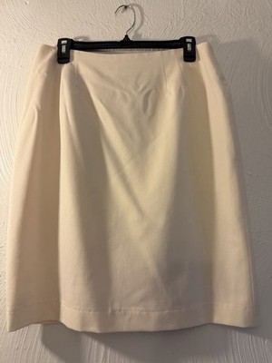 Pendleton Beige 100% Wool Straight Skirt, Lined, Size 12P Back Zip, Knee Length