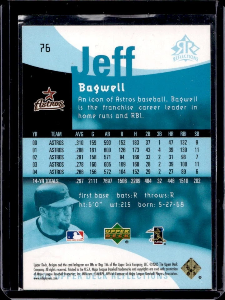 2005 Upper Deck Reflections Jeff Bagwell Turquoise #/50 Astros - Image 2 of 2