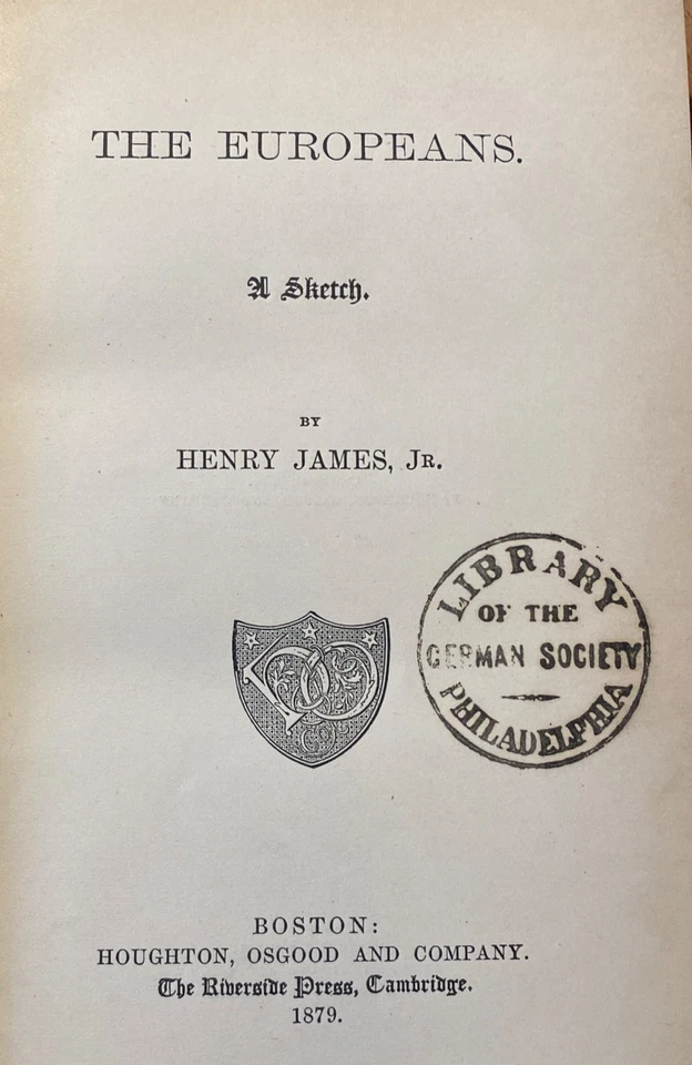 THE EUROPEANS, A SKETCH by Henry James 1879 First US Edition — 第 4/4 张图片