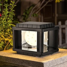 Solar Post Light, 7.87" Modern Outdoor Post Light, Solar Lamp Post Light Outd...