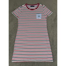 Tommy Hilfiger Womens Striped Short Sleeve T-Shirt Dress Red White Navy Large