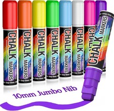 Window Chalk Markers for Cars Washable: 8 Colors Jumbo Liquid Marker...