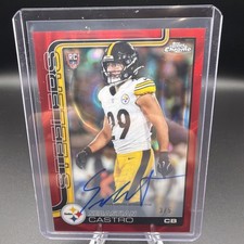 2025 Topps Chrome Sebastian Castro Auto Red Lava Refractor 3/5 Steelers RC
