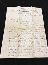 G.A.R.  1876 LETTER FROM  JOS. A MOWER POST NEW ORLEANS  LA TO HEATH POST MAINE