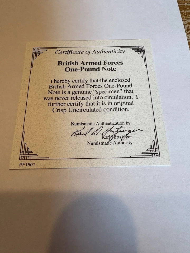 1962  British Armed Forces One Pound Uncirculated - Image 3 of 3