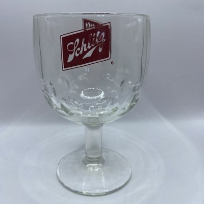 Vintage Schlitz Glass Goblet ''The Beer that Made Milwaukee Famous''   Barware
