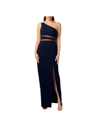 LIV FOSTER Womens White Cut Out Zippered Pleated O-ring Front High Slit Printed Sleeveless V Neck Full-Length Party Gown Dress