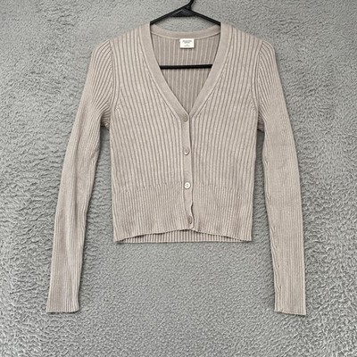 Abercrombie & Fitch Cardigan Sweater Womens Small Beige Ribbed Button Scandi