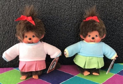 MONCHHICHI GIRLS, LOT OF 2, 6”/16cm, SEKIGUCHI 2007, ORIGINAL