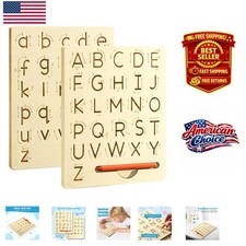 Sustainable Wooden Alphabet Tracing Board with Pen - Fun Learning for Ages 3-8