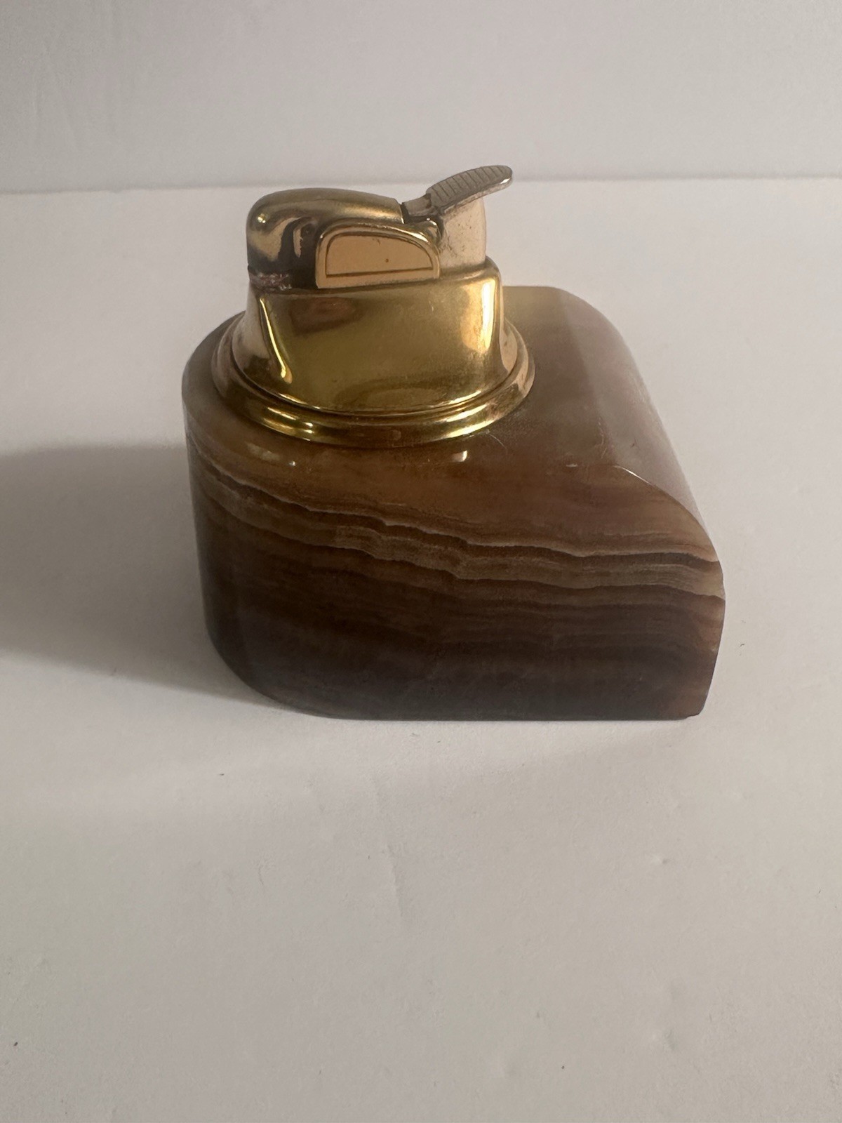 Vintage Brass and Marble Tabletop Butane Lighter