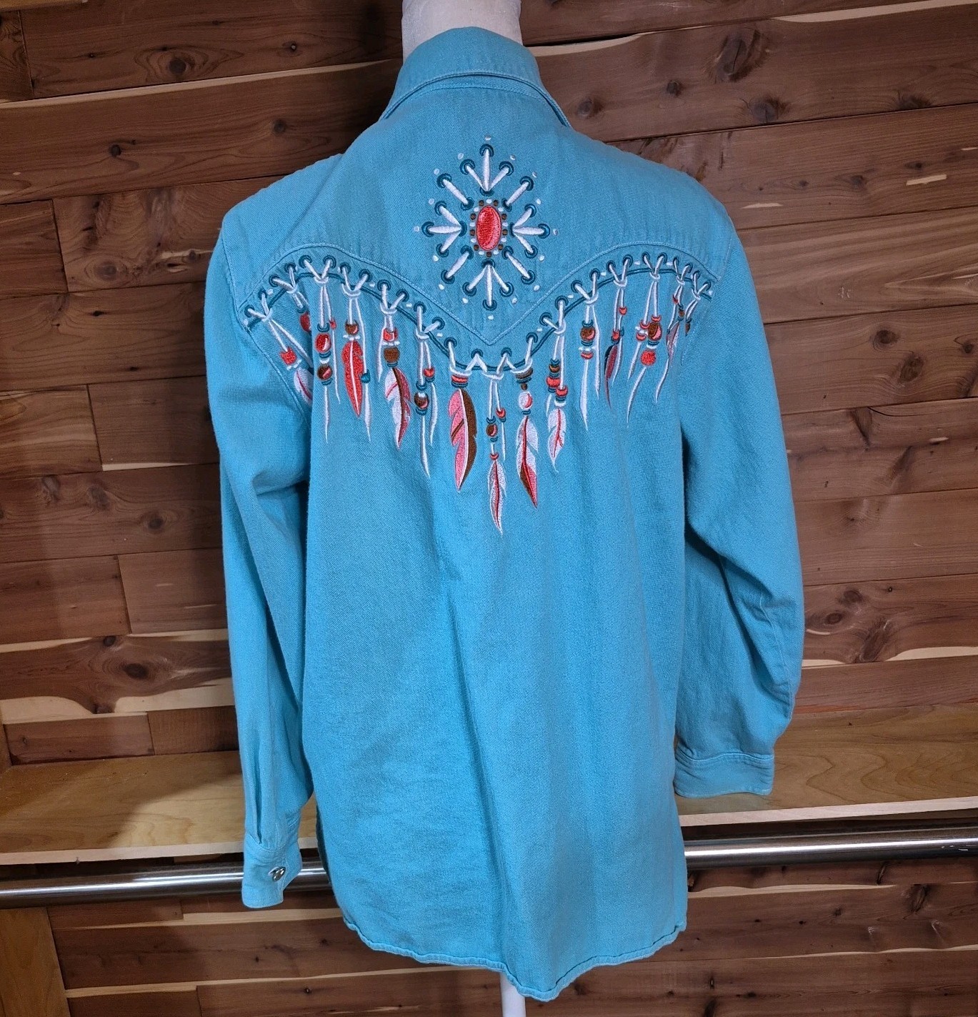 Vintage Bob Mackie Wearable Art Western Shirt Fea… - image 3