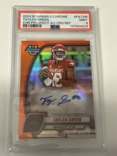 2024 TAYLEN GREEN 8/25 AUTO ORANGE REFRACTOR PSA 9 BOWMAN U UNIVERSITY CHROME RC