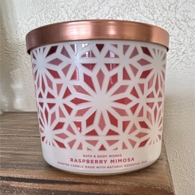 Bath & Body Works Raspberry Mimosa 3-Wick 14.5oz Scented Candle Pink Jar