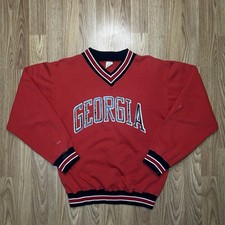 VTG 70s Russell Athletic Georgia Bulldogs V-Neck Sweatshirt Red Small USA Made