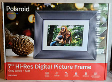 Polaroid 7  Hi-Res Digital Picture Frame, Gray Wood  Mat - NEW