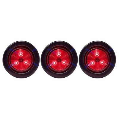 QTY 3 - 2'' Rundes Seitenmarkierungslicht Clearence 3 LED Rot Grommet + Kabelsatz