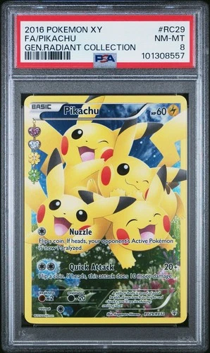 2016 POKEMON XY GENERATIONS RADIANT COLLECTION #RC29 FULL ART/PIKACHU PSA 8