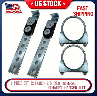 (2) Universal 2.5'' Exhaust Tailpipe Hangers 360° Swivel Hangers (2) 2.5  Clamps