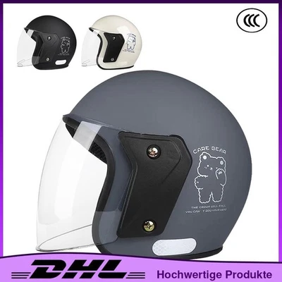 TJF 55-62CM Mit Visier Klapphelm Motorradhelm Jethelm Sturzhelm Rollerhelm Helm NEU