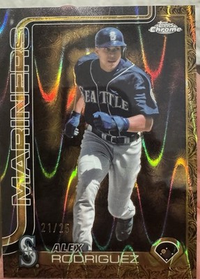 Topps 2025 Gilded Collection Alex Rodriguez Mariners #97 Gold RayWave /25