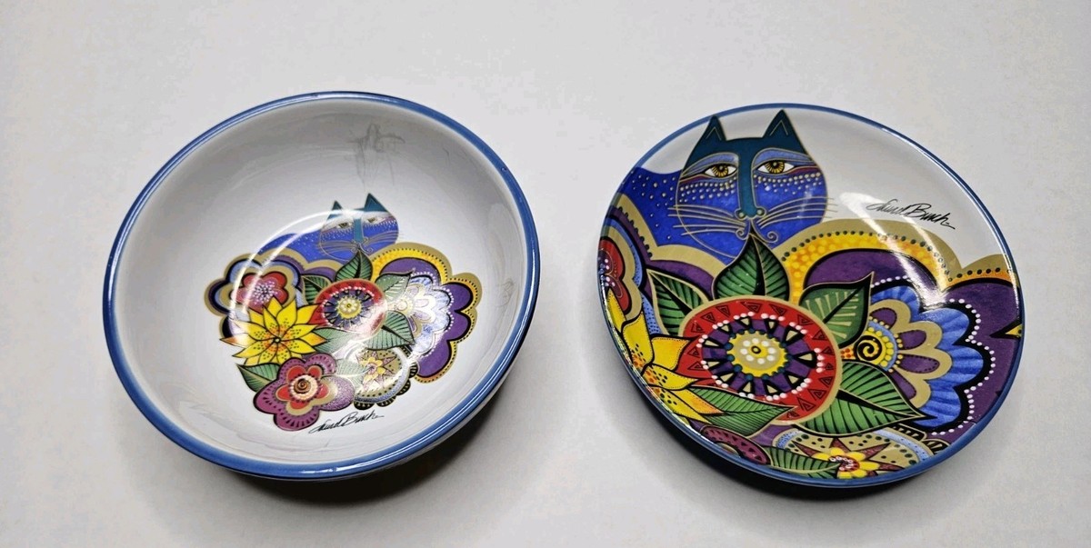 Laurel Burch Carlotta Cats Trinket Dish Bowl And Plate Set | eBay