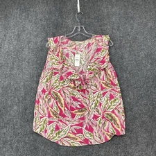 Loft Women’s M Palm Ruffle Shell Tank Top Floral Colorful Beachy Boho