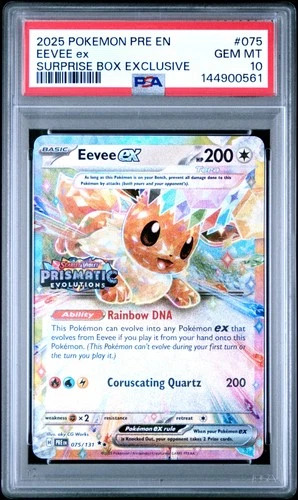 2025 POKEMON PRE EN-PRISMATIC EVOLUTIONS SURPRISE BOX EXCLUSIVE EEVEE EX PSA 10