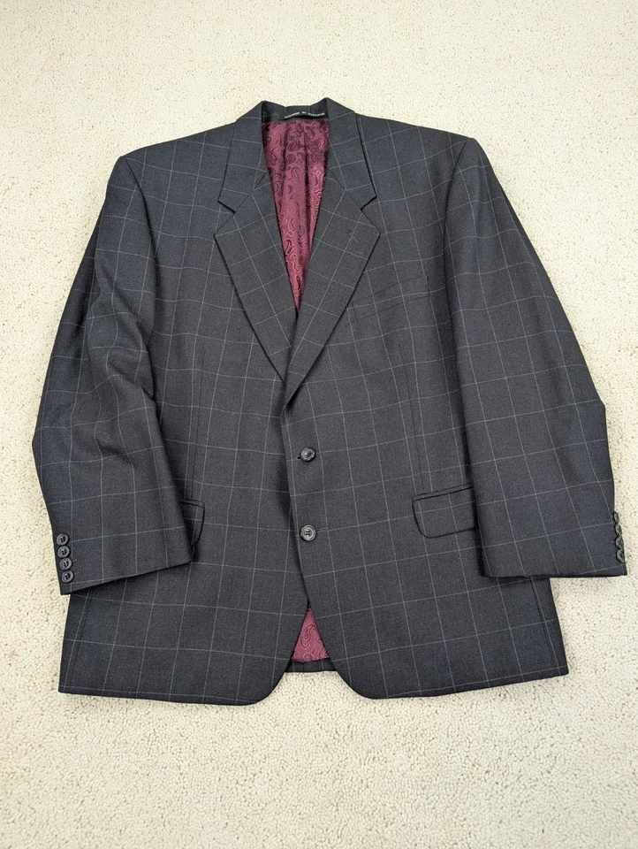 Traje Alexandre Para Hombre 42R 38x29 Gris Ventana Tela Escocesa Lana 2 Piezas Hecho en Inglaterra Foto 2 de 4
