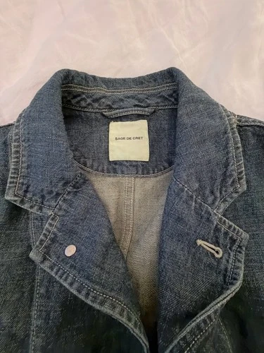 Sage de Cret 11oz Cotton Linen Denim Coverall Jacket Navy Japan XL image 4