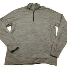 Smartwool Mens Gray Heathered Wool Blend 1/4 Zip Pullover Sweater - ISSUES