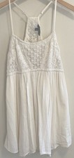 American Eagle Empire Waist Babydoll Ivory Crochet Size 12 Boho Festival Dress