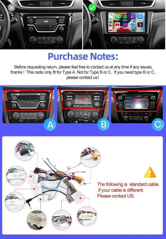Rádio estéreo de carro Android 13.0 CarPlay para Nissan Rogue 2014-2018 X-Trail Qashqai - Imagem 3 de 4
