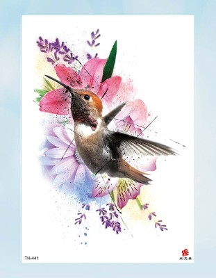 Watercolor Hummingbird Flower 8 25 Temporary Arm Tattoo Face Decor Ebay