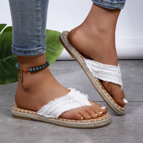 Sandalias chanclas de verano para mujer con punta de clip sandalias planas de playa nuevas - Imagen 18 de 25