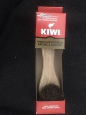 KIWI Polish Applicator Shoe Brush 100 Natural Horse Hair Bristles Round Brush