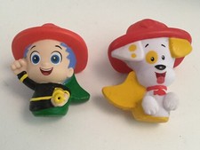 2 Nick jr. Bubble Guppies GIL FIREMAN FIRE PUPPY Figures MATTEL BCM60 Toy Lot