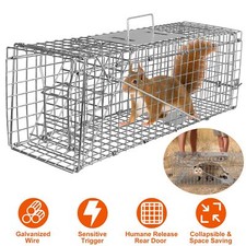 23x7x7in Humane Cat Trap Cage Garden Yard Catch Release Live Animal Rodent Cage