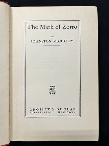 Johnston McCulley THE MARK OF ZORRO Grosset & Dunlap c. 1938 SCARCE w/ jacket! - Picture 5 of 9