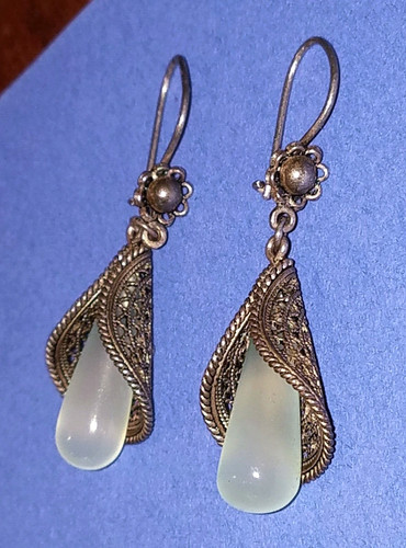 DCS Turkey Sterling Silver Filigree Teardrop Earrings Pierced Dangle Jewelry