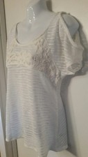Maurice  s White Semi Sheer Cold Shoulder Top Sz Small NWTS GORGEOUS 
