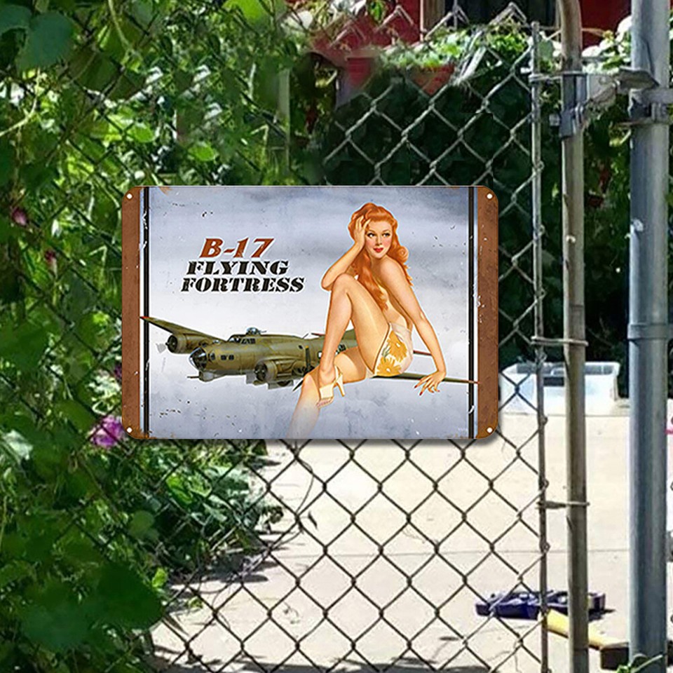 Vintage Metal Girl Tin Sign Rectangular Iron Painting Wall Home Bar Art