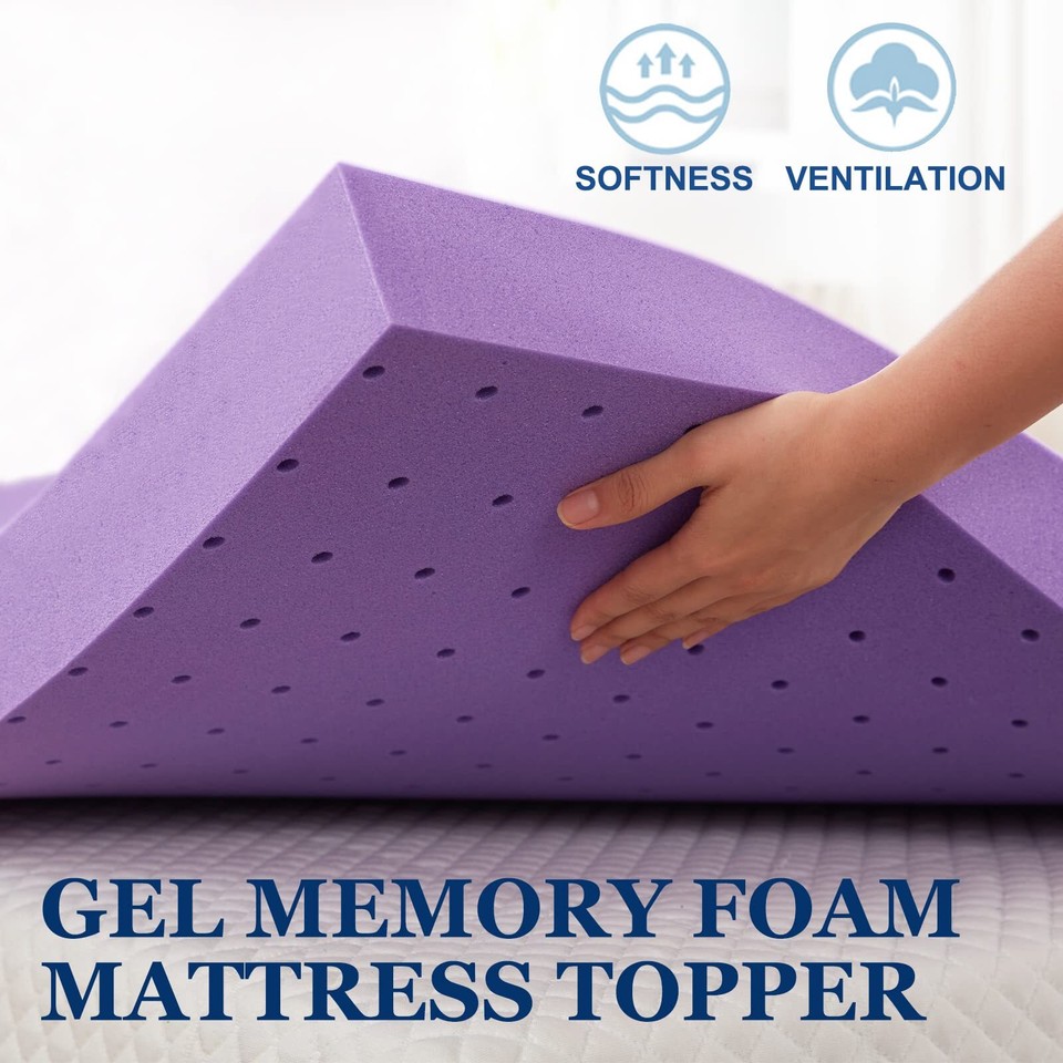3 Inch Gel Memory Foam Mattress Topper Ventilated Soft Mattress Pad