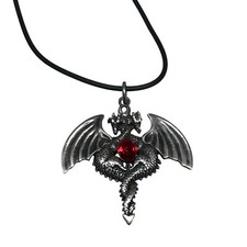 Medieval Gothic Dragon Intwined Serpent Pewter Pendant Necklace Jewelry