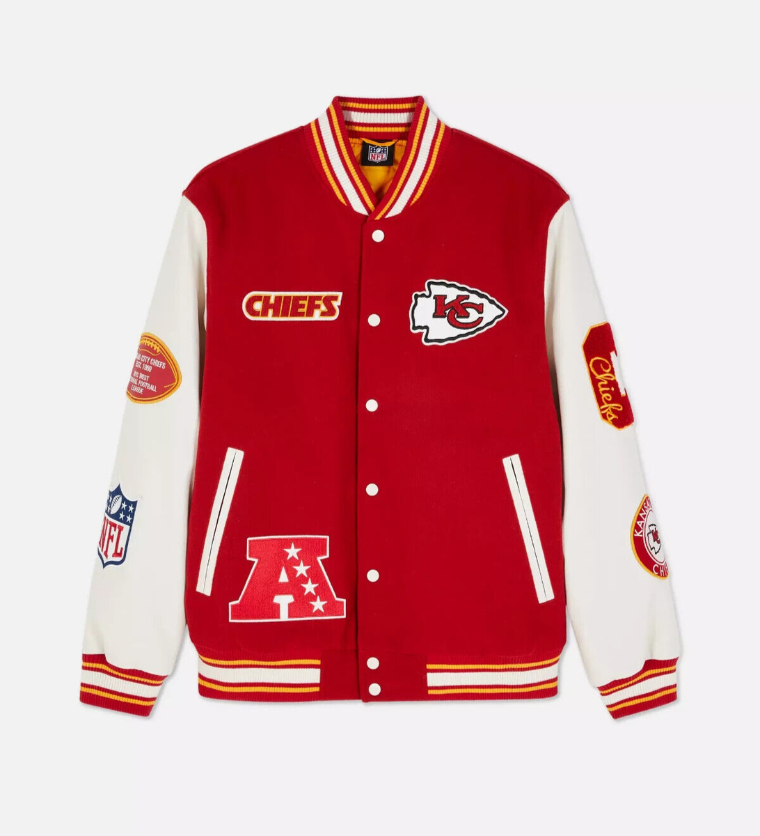 PRIMARK X NFL KANSAS CHIEFS RED VARSITY JACKET MENS WOMENS UNISEX