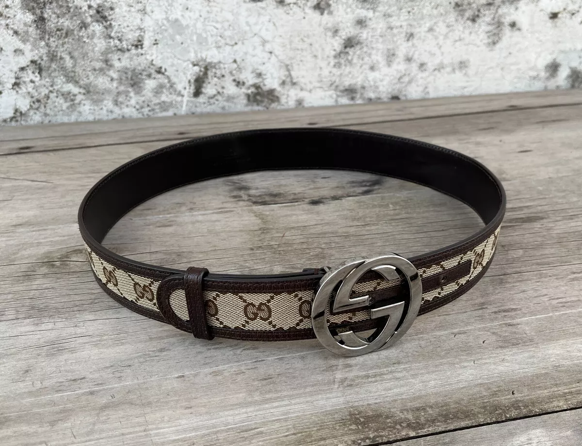 Gucci Leather GG Supreme Monogram Belt Brown