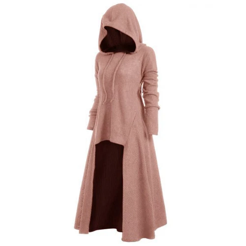 Abito lungo donna gotico punk con cappuccio vestito invernale casual felpa maglione maglione - Foto 8 di 15